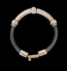 Vintage Taxco 925 Silver Leather Tube Bracelet Modern  Signed  7 