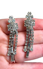 Vintage Weiss Rhinestone Clip-on Earrings Signed Silver Tone Sparkly Mid-century