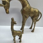Vintage Brass Giraffe Figurines Set 2 Mother And Baby Set Mcm Animal Heavy