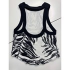 Fp Movement Free People Palm Print Ribbed Racerback Tank Top Black White S p