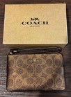Coach Nwt  Corner Zip Wristlet Brown   Metallic Copper With Box