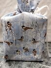Chickadee Birds On Light Blue Cotton Fabric Handmade Square Tissue Box Cover