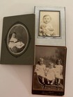 10 Atq Cabinet Card Photographs 1 Teddy   Little Cute Children In Antique Chairs