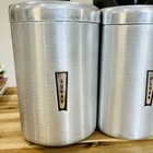 Vintage 50 s Aluminum Kitchen Canister Set Flour Sugar Coffee Tea Mcm Art Deco