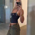 Sleeveless Button-decorated Summer Short Halter Top Women