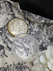Vintage Glass Powder Jar With Brass Lid Floral Design