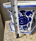Vintage Chinese Blue And White Hexagonal  Pot Planter 9    X 9    X 7      Saucer