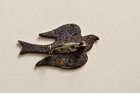 Bird Figural Brooch Pin Enamel Copper Tone Metal Colorful Vintage Signed Cl
