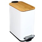  Bathroom Trash Can With Bamboo Lid Soft Close And Foot Pedal  Small White