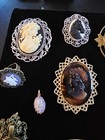 Large Lot Of Vintage Cameos  Brooches  Pendants  Ring Earrings   Estate Pieces