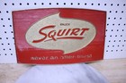 Nice Rare Red   Gold Plastic Squirt Soda Sign 11-1 2x13  Never An After-thirst