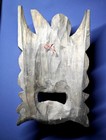 Antique Chinese Nuo Ritual Mask  bull Horns  Fierce Expression  Spirit Protect