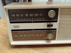 Vintage Mid Century Modern 1970s Am fm Faux Plastic Wood Grain Table Radio Plays