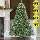 4ft 5ft 6ft 7ft Artificial Christmas Tree W  Warm White Lights 360-1100 Branches