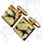 Vintage Cufflinks Lot Of 9 Pairs 60s Retro Swank Gold Tone Marbled Stone
