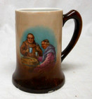 Set Of Two Vintage Monks Design Drink Mugs - Good Condition