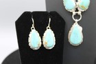 Navajo Sterling Silver Kingman Turquoise Necklace And Earring Set