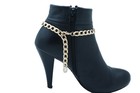 Women Gold Metal Chain Boot Bracelet Set Shoe Anklet Arrow Bold Charm Handmade