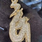 4ct D vvs Moissanite Custom Mens  g  Any Initial Letter Pendant Free Stud Silver