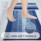 Blue Bathroom Rug Set 2 Piece Chenille Non Slip Bath Mat Set Absorbent Shower
