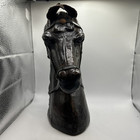 Vintage Leather Wrapped Horse Head Bust Statue sculpture