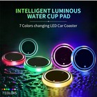 2    Car Cup Holder Led Lights 7 Colors Usb Charging Mat Cup Pad Changing Light 