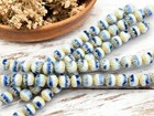 8mm Blue   White Picasso Fire Polished Cathedral Czech Glass Beads 15 Beads