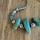Native American Turquoise Silver Beaded Necklace  Adjustable