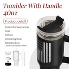 Sandjest American Flag Tumbler With Handle  40 Ounces  1
