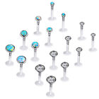 8pcs 16g Opal Cz Labret Monroe Lip Rings Bioflex Earring Studs Piercing Jewelry