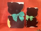 Vintage Halloween Norcross Felt Inky The Lucky Cat Greeting Cards Standee Jewel