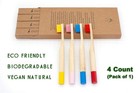 Kids Bamboo Toothbrushes  Child Size Soft Bpa Free Colored Safe Bristles  4 P   