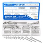 250pcs Cotter Pin Assortment Kit  12 Sizes  304 Stainless Steel  Hardware Pin   