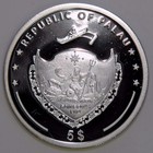 2006 Palau  5 Nantan Meteorite 1516 Proof Silver Coin  K038