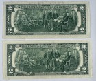 1976  2 Lot Of Two Circulated Notes Two-dollar Paper Money Currency 2 Currency