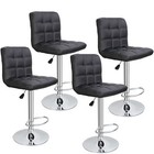 A Set Of 4 Adjustable Bar Stools Pu Leather Modern Dinning Chair W back Durable 