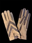 Vintage Isotoner Gloves One Size Tan Brown Chevron Leather Accents