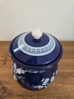 Chinese Blue White Porcelain Blossom Flowers Graphic Temple Jar 