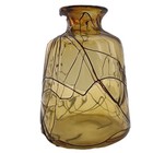 Amber Glass Vase With Black Swirl     8    Tall  Elegant Art Glass Decor