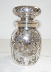Antique Alvin Rt Noveau Sterling Overlay Clear Glass Vanity Jar