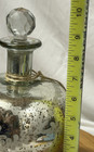 Vtg 8 5 Tall Silver Mercury Glass Bottle Vase With Etched Carving   Stopper
