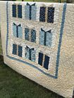 Handmade Christmas Throw Size Quilt 65   x65    Blues And Creams Quilt Shop Fabrics 