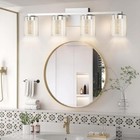 4 Lights Chrome Bathroom Light Fixture  Led Dimmable Bathroom Vanity Light 