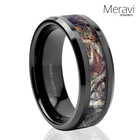 Black Tungsten Mossy Tree Camo Mens Wedding Band 8mm Oak Forest Hunting Ring