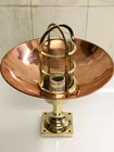 Vintage Brass Nautical Dock Pedestal Light Copper Reflector Marine Deck Lamp