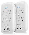 2 Pack 6 Outlet Surge Protector 2 Usb Port Wall Charger Adapter Tap  etl Listed 