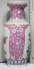 Chinese Hand Painted Famille Rose Porcelain 19    Vase Large Roses Birds On Branch