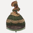 Antique 1930 s Victorian Parasol Lady Folk Art Painted Wood Wall Shelf 11  Usa