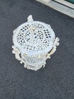 Vtg Victorian Style Cast Iron 3 Tier Table Plant Stand Shelf White Flower 25  H