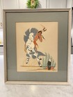 Archie Blackowl Original Silkscreen Native American Man On Horse With Skunk